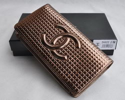 Replica Chanel 20322 Grid pattern Bi-Fold Bronze Wallet